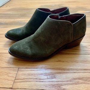 Olive Green Suede Booties